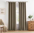 Vision Home Brown Linen Full Blackout Curtains 84 inch Length for Bedroom Living Room Darkening Soundproof Window Panels Thermal Insulated Rod Pocket Back Tab Farmhouse Drapes 56" Wx84 Lx2