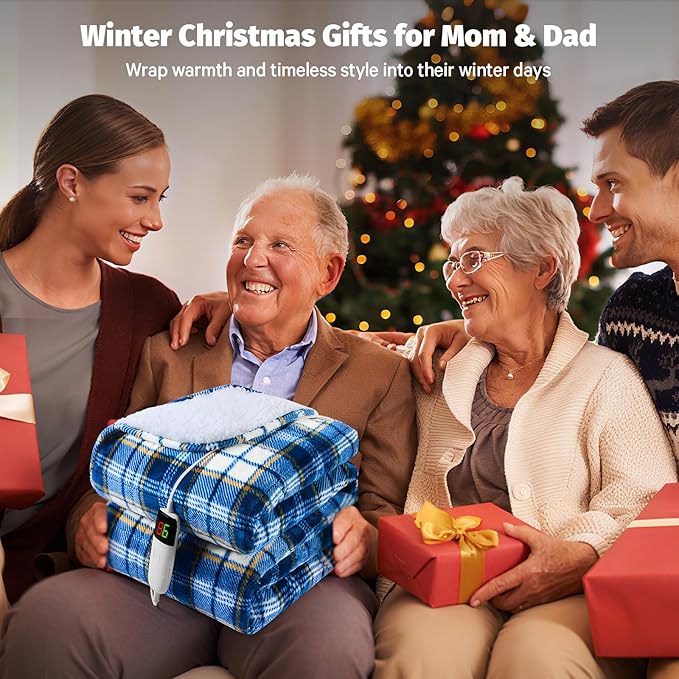 Heated Weighted Blanket for Adults 20Lbs Queen Size - 60"x80", 2-in-1 Electric Heating Pad Lap Heavy Blanket for 190-210lbs for Bed, 10 Heat Level 1-8H Auto Off, Christmas Birthday Gifts For Women Mom