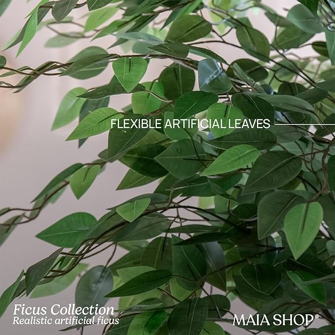 Maia Shop 5ft Artificial Ficus Tree Plant for House, Apartment or Office – Realistic Fake Indoor Plants for Living Room, Kitchen, Bedroom, Entryway or Bathroom – Faux Greenery for Home Décor