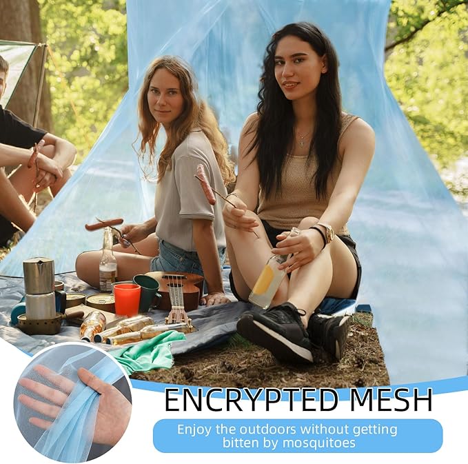 4 Corners Mosquito Net for Mosquiteros para Camas Bed Canopies Netting Bed Drapes Rectangular Mosquito Mesh for Camping Home Outdoor Travel(Blue,L75 X W35.5 X H59 Inch,1 Opening)