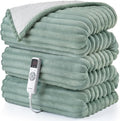 Hansleep Heated Blanket Electric Throw Full Size, Heating Blanket with 9 Heating Levels and 10-Hour Timer Auto Shut Off, Washable Soft Warm Winter Blanket, 72 x 84 Inches, Green