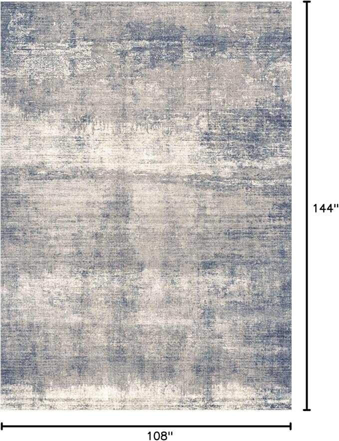 vivorug 9x12 Area Rugs for Living Room, Non Slip Machine Washable Modern Abstract Rug, Ultra-Thin Lightweight Large Area Rug for Bedroom, Dining Room, Low Pile Grey/Navy