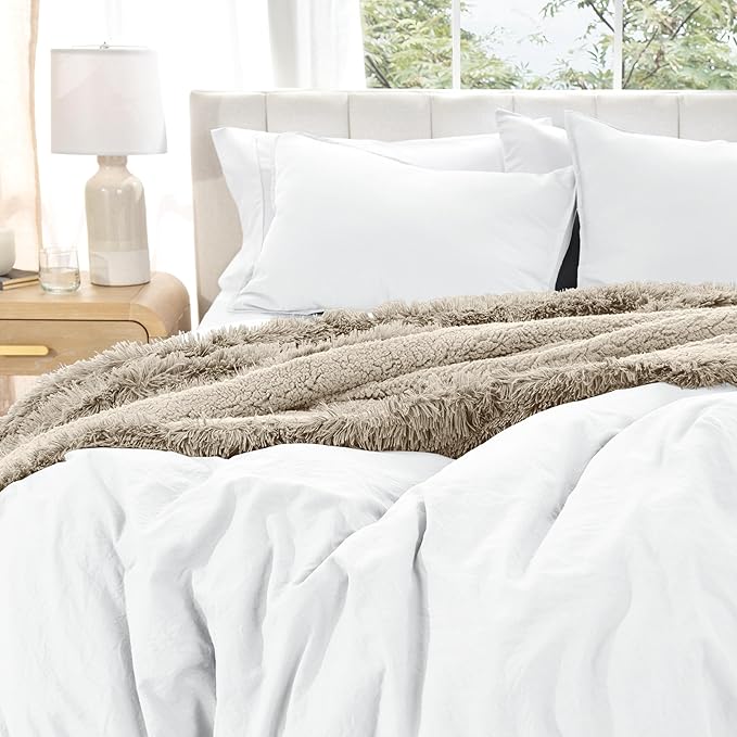 Bare Home Microfiber Duvet Cover Set - Ultra Soft Washed Microfiber - Oversized King Size - Linen-Like Look - Easy Care - Breathable Fabric - Our Softest Duvet Cover Set (Oversized King, White)