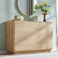 ACCOHOHO Modern 9 Drawer Dresser for Bedroom, 52" Wide Wooden Dressers with Large Storage,Handleless Chest of Drawers TV Stand for Living Room & Hallway, Curved Profile Design,Natural Oak