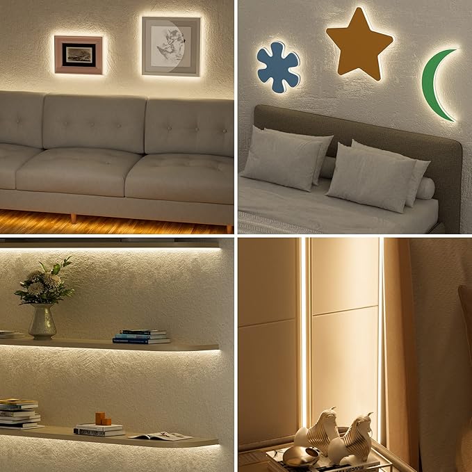 PAUTIX COB LED Strip Lights with RF Remote,UL Listed Dotless LED Lights Dimmable 3000K Warm White,Super Bright 16.4ft Flexible 24V LED Tape Light,for Kitchen Cabinets,Bed,Office,Stairs Indoor Lighting