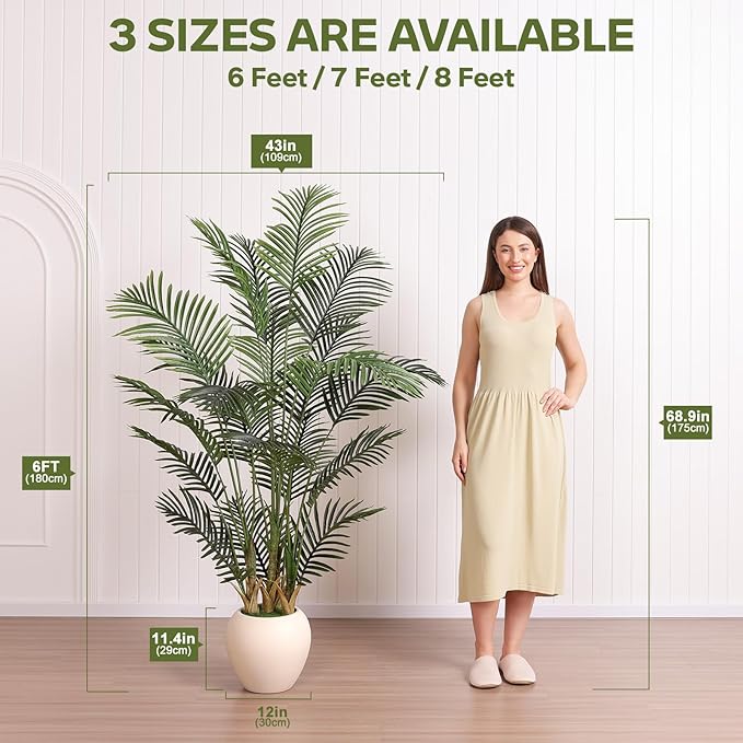 Artificial Palm Tree Plant - 5FT Tall Fake Tree with Realistic Look & UV Protection - Large Indoor Outdoor Faux Floor Plant for Home Office Decor