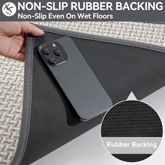 Door Mat Entrance 24"x35", Dirt Resistant and Absorbent, Non-Slip Rubber Backing Floor Mats, Easy Clean Low-Profile Doormat for Entryway, Front Door, Inside Entrance, Grey