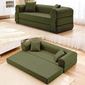 78.5" Convertible Sleeper Sofa Bed, Faux Leather Deep Seat Folding Floor Sofa with Pullout Bed & 2 Pillows, No Assembly Modern Boneless Couch Compression Sofa in Box for Living Room, Office, Green