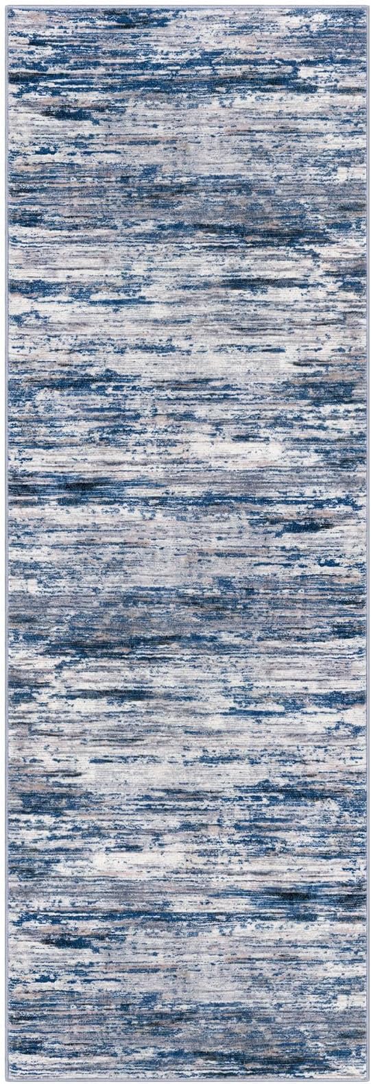 2x6 Modern Abstract Runner Rug for Hallways, Navy Blue Gray Neutral Multi Super Soft Hallway Decor Kitchen Rugs with Non-Slip, Non-Shedding Washable Rug for Entryway Bedroom Indoor