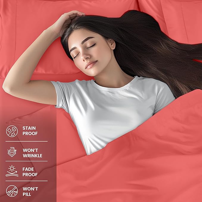Utopia Bedding Full Sheet Set – 4 Piece Bed Sheets for Full Size Bed, Soft and Breathable Microfiber, Includes 1 Fitted Sheet, 1 Flat Sheet and 2 Pillowcases (Coral)