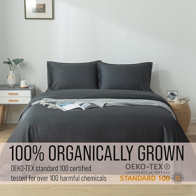 Bella Coterie Luxury Bamboo Viscose Twin XL Size Sheet Set | 100% Organically Grown | Ultra Soft | Cooling for Hot Sleepers | 18" Deep Pocket [Charcoal Grey]