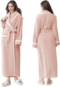 Oksun Womens Long Fleece Robe: Soft Fluffy Warm Bathrobe - Cozy Winter Housecoat Nigthgown with Chic Piping