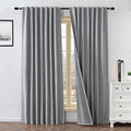 100% Blackout Curtains for Living Room, 72 Inch Curtains 2 Panel Set Light Blocking, Back Tab & Rod Pocket Thermal Insulated Drapes Bedroom Windows Home Decor(52W × 72L inch, Light Grey)