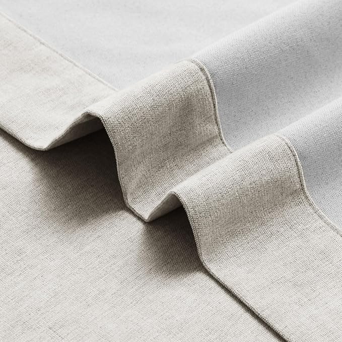 Macochico 100% Blackout Curtains Thermal Insulated Noise Reducing Chenille Curtains for Hotel Auditorium Bedroom Living Room Grommet Beige Curtains with Tieback Classic 52" Wx84 L 1 Panel