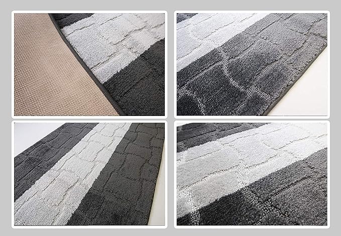 Custom Length Hallway Runner Rug,Slip Resistant,Puzzle Anthracite, 26 Inch X 13 feet, Sold and Priced Per Foot