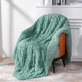 Topblan Weighted Blanket for Adults (60" x 80" 15lbs, Sage Green), Soft Sherpa Queen Size Heavy Blanket, 3D Jacquard Flannel Fleece Weighted Blankets for Couch and Bed