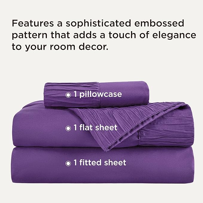 Bedsure Twin XL Sheet Sets Dorm Bedding - 3 Pieces Soft Extra Long Twin Sheets, Hotel Luxury, Easy Care Microfiber for Women, Men, Purple