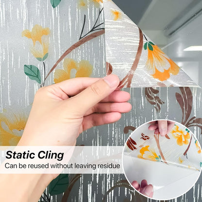 Niviy Stained Glass Window Privacy Film 3D Frosted Glass Window Decals UV Protection Sun Blocking Static Clings Non Adhesive Window Stickers for Home 11.8 x 78.7 inch