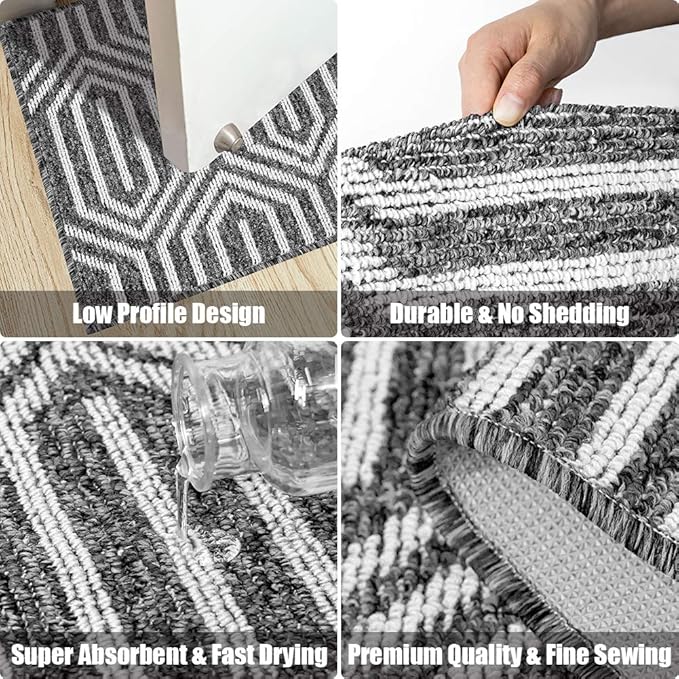 Indoor Doormat 32"x 48", Absorbent Front Back Door Mat Floor Mats, Rubber Backing Non Slip Door Mats Inside Mud Dirt Trapper Entrance Door Rug Carpet, Machine Washable Low Profile-Black Time Cloister