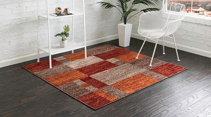 Unique Loom Autumn Collection Area Rug - Providence (4' 1" Square, Multi/ Beige)
