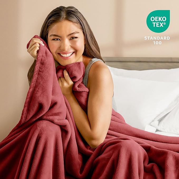 Bare Home Fleece Blanket - King Size - Ultra-Soft Lightweight for Bed, Sofa, and Couch - Luxury Microplush - Cozy Warm Blanket (King, Rosewood)