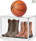 3 Pack XXX-Large Clear Display Case, 17.7''x13''x13'' Tall Boot & Shoe Box Acrylic Display Case Extra Large Figure Collectibles Showcase Clear Stackable Handbag Trophy Display Box with Magnetic Lid