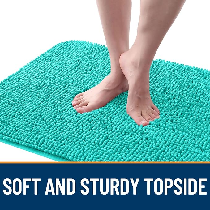 OLANLY Dog Door Mat for Muddy Paws 70x46, Absorbs Moisture and Dirt, Absorbent Non-Slip Washable Doormat, Quick Dry Chenille Mud Mat for Dogs, Entry Indoor Entryway Carpet for Inside Floor, Teal