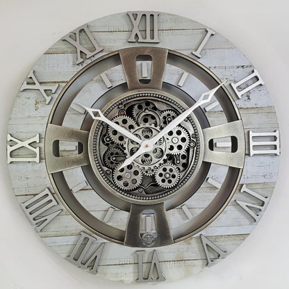 The Gears Clock Real Moving Gear Wall Clock England Line (Desert Beige, 24 inches (60 cm))