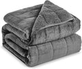 Sherpa Fleece Adult Weighted Blanket, 15 Pounds Dual Sided Soft Plush Blanket for Couch Bed Sofa, Heavy Thick Blankets with Glass Beads Great for Sleep, 48 x 72 inches, Dark Grey on Both Sides