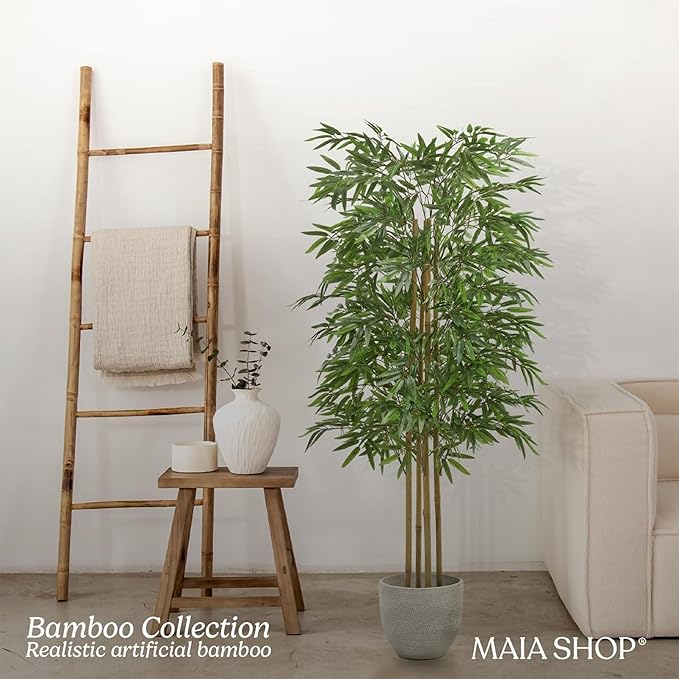 Maia Shop 5ft Artificial Bamboo Tree Plant for House, Apartment or Office – Realistic Fake Indoor Plants for Living Room, Bedroom, Bathroom, Entryway or Patio – Faux Greenery for Home Décor