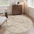5x5 Brown Round Rug 5ft Living Room Circle Rug Vintage Round Area Rug Non Slip Indoor Carpet for Entryway Dining Room Bedroom