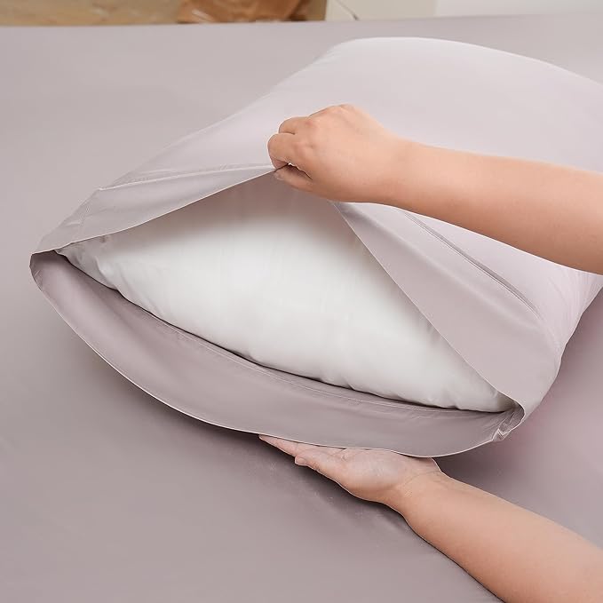 Linen World King Size 400TC Cooling Bed Sheet Set - 100% Organically Grown Viscose Sheets, Silky Soft & Breathable, Deep Pocket Fits Up to 16", 4-Piece Sheets with Pillowcases, Mauve