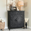 PHI VILLA Black Accent Cabinet with Doors, Small Buffet Sideboard Storage Cabinet, Entryway Cabinets
