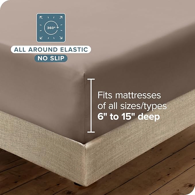 Bare Home Hotel Luxury King Sheet Set, Extra Soft - 6 Piece Set - Deep Pockets - Easy Fit - Cooling & Breathable - Wrinkle, Fade, Stain Resistant - Includes 4 Pillowcases (King, Taupe)