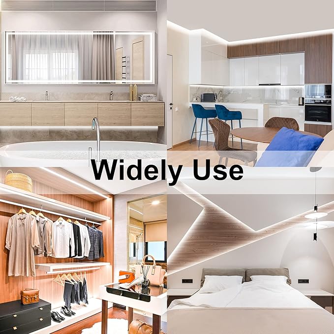 COB LED Strip Lights with Remote, 24V 9.84ft White Dimmable LED Light Strips, High Bright 6000K LED Lights with Power Supply for Room, Kitchen, DIY Home Decoration