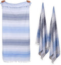 Native Fab 100% Cotton Peshtemal Turkish Bath and Beach Towels Set of 2, Large 40x71 Travel Sarong Gym Pool Spa Towels, Ultra Soft Quick Dry Absorbent Fouta Hammam Peshtemal Towels Navy Blue