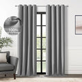 ChrisDowa 100% Blackout Grey Solid Curtains 102 Inches Long 2 Panels for Bedroom Living Room,Farmhouse Room Darkening Thermal Insulated Soundproof Grommet Top Window Treatment Drapes,52x102