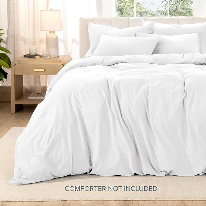 Bare Home Microfiber Duvet Cover Set - Ultra Soft Washed Microfiber - King/California King - Linen-Like Look - Easy Care - Breathable Fabric - Our Softest Duvet Cover Set (King/Cal King, White)