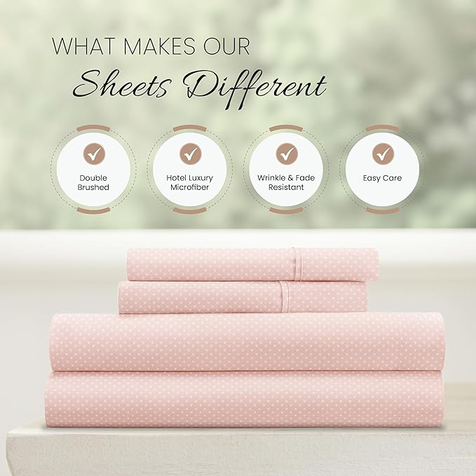 Linen Market 4 Piece California King Bedding Sheet Set (Pink Hearts) - Sleep Better Than Ever with These Ultra-Soft Cooling Bed Sheets for Your California King Size Bed - Deep Pocket Fits 16" Mattress