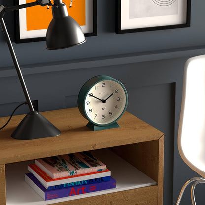 NEWGATE® M Mantel Echo Desk Clock | Modern Round Design | Eden Green | Easy to Read Numbers | Contemporary Style for Desk, Table, Shelf or Bedside