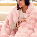 Bedsure GentleSoft Fluffy Pink Bubble Blanket, Fuzzy Soft Faux Fur Throw Blanket for Couch, Faux Fur Decor Gifts for Teenage Girls, Thick Warm Furry Cozy Gifts for Women, Tie-dye Pink, 50x60 Inch