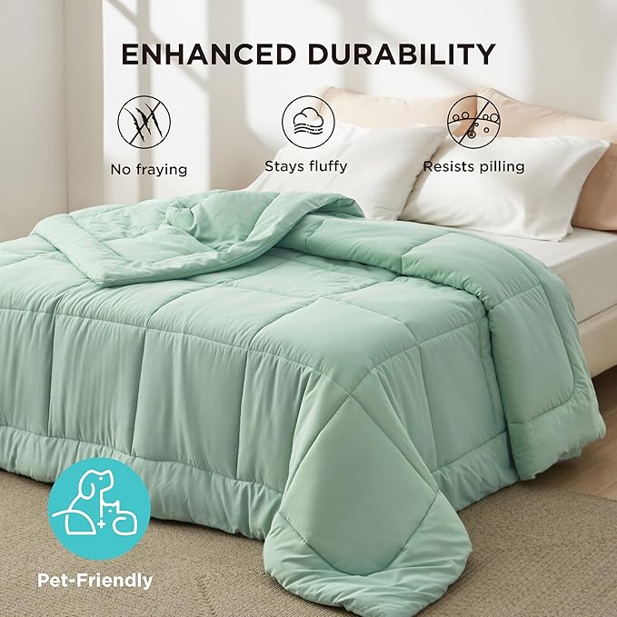 Bedsure Comforter Duvet Insert - Quilted Comforters Oversized King Size, All Season Duvet, GentleSoft Down Alternative Bedding, with 8 Tabs, Gifts for Women, Sage Green, Oversized King 116x98 Inches