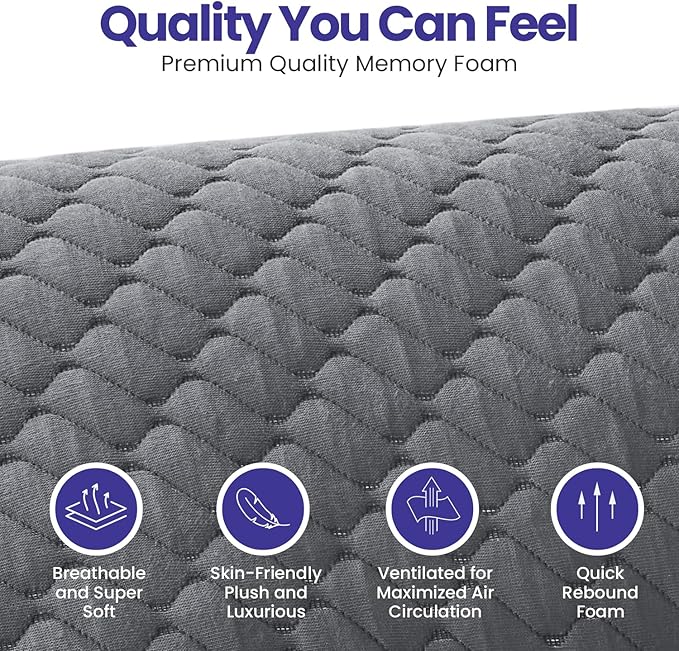 Sidney Sleep Set of 2 Mini Travel Size Neck Pillows - Knee Pillow - Back Lumbar Support - Curved Bed Pillow - 14 x 19 Inches - Adjustable Loft - Carry Backpack Included (Grey 2 Pack Mini)