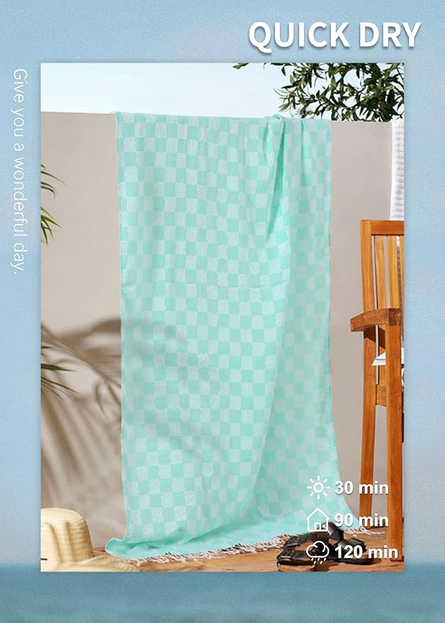 6 Packs Turkish Beach Towel Vacation Essentials Blanket Set Pool Bath Towels Bulk Multipack Travel Sand Free Quick Dry Extra Large Oversized Cute Big Soft Lightweight Compact Checkered Cloud Women