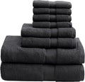 Madison Park 800GSM Bathroom Towel Set of 8 100% Cotton Bath Towel Set for Bathroom Luxurious Highly Absorbent 2 Bath Towels 2 Hand Towels 4 Washcloths Quick Dry Spa Quality Black