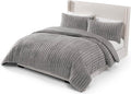 UGG King Comforter Set with 2 Pillow Shams Plush Faux Fur Bedding Soft Warm Down Alternative Comforter Washable Hypoallergenic Fluffy Blanket Set for Bedroom, California/King Size, Grey (Kenzie)