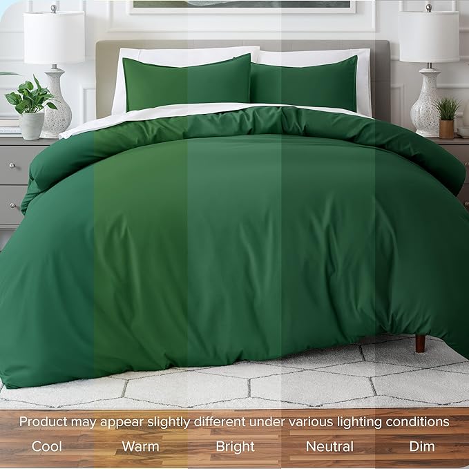 Bare Home Bedding Duvet Cover King Size - Premium 1800 Super Soft Collection - Lightweight, Cooling - Soft Breathable Bedding Duvet Cover (King, Forest Green)
