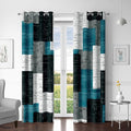 Rustic Blue Grey 100% Blackout Curtains for Bedroom 96 inch Long 2 Panels Set Gray Modern Abstract Geometric Black Out Curtains Insulated Room Darkening Window Drapes for Living Room, 52Wx96L