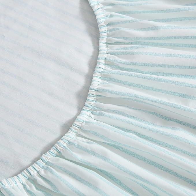 Tommy Bahama - King Sheet Set, Cotton Percale Bedding Set, Super Soft, Oeko-Tex Certified (Cool Beach Stripe Turquoise, King)