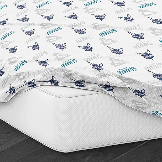 Northwest Officially Licensed Charlotte Hotnets NBA Queen Size Sheet Set – Soft Team Logo Bedding for Dorms, Bedrooms, Fan Caves & Game Day Style